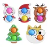 Push Bubble Toys Party Favor Christmas Santa Claus Tree Snowman Design per Bubbles Keychain Sensory Desktop Game Puzzle Toy for Kids4823489