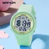 Armbandsur Sanda Big Dial Digital Watch Green Led Electronic Watches Fashion Trend Men Clock Luxury For Women Montre Sport Homme 2024