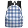 Ryggsäck pastoral stil mörkblå rutig kvinnor man ryggsäckar vattentätt reseskola för student pojkar flickor bärbara väskor mochilas