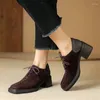 Dress Shoes Spring Autumn Sheep Suede Lace Women Loafers Square Toe Chunky Heel Comfort Pumps For High Heels
