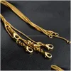 Chains 1Mm 18K Gold Plated Snake Chains 16-30 Inch Golden Smooth Lobster Clasp Necklace For Women Ladies Fashion Jewelry In Bk Drop De Dhh6G