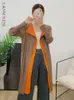 Trench da donna LANMREM Cappotto a pieghe per donna 2024 Cuciture a molla Colore Risvolto Punto aperto Allentato Elegante Giacca a vento lunga 2R6887