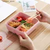 Bento-Boxen, Kawaii-Lunchbox für Kinder, Schule, Erwachsene, Büro, Weizenstroh, niedlich, Mikrowelle, Picknick, tragbar, große Bento-Box mit Löffel, Stäbchen, L240307