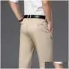 Erkekler Pantolon Mens Pantolon İlkbahar ve Yaz Tasarım Sıradan Erkekler Pamuk İnce Pant Pantolon Düz Pantolon Moda Katı Mavi Damla Teslimat Uygulama Dhxem