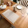 Tischsets aus Baumwollleinen mit Quasten, rutschfeste Tischset, verschleißfestes Geschirr, isolierte Tasse, Küchendekoration