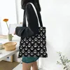 Shopping Bags Cute Printing Black And White Nautical Anchor Pattern Tote Bag Reusable Canvas Shopper Shoulder Sailing Sailor Handbag