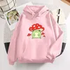 Sweat à capuche femme champignon grenouille Vintage Harajuku hiver Kawaii décontracté Streetwear esthétique surdimensionné haut vert sweats