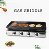 BBQ Grills LPG BBQ Plancha Stal nierdzewna 2/3/4 Burners Gas Grill Stek Smażenie Efryka Griddle Gotowanie na zewnątrz Teppanyaki 210724 Dhqu7