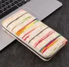 Sac pour téléphone portable en feutre rayé multicolore, sac à main long à fermeture éclair de grande capacité pour femmes