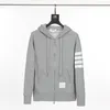 Heren Hoodies Sweatshirts Browin Nieuwe TB Four Bar Heren en Dames Rits Hoodie met Kasjmier Trui Koreaanse Casual Jas