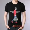 Homens camisetas Coreano Moda Homens Imprimir Pulôver T-shirt Verão Manga Curta Masculino Roupas Básicas Bottoming Slim Sports Casual Tops 2024