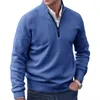 Pulls pour hommes automne hiver tricoté col montant fermeture éclair laine chaud tricots solide décontracté à manches longues pull en cachemire