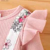 Jumpsuits Baby Girl Floral Pattern Bow Design Jumpsuit L240307