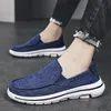 Summer Casual Shoes Men Canvas andningsbara lägenheter Slip On Fashion British Loafers Lazy Plus Size 3950 240307