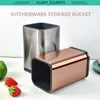 Stainless Steel Cooking Utensil Storage Bucket Kitchen Accessories Knife Spoon Spatula Drain Container Rose Gold Drying Canister 240226