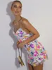 スパンコールセクシーなエレガントなドレス女性チェーンスパゲッティストラップローカットバックレスショートドレス夏のボヘミアンパーティードレス女性240304