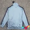2024 Blue Zip Track Jacket Men Women High Street Coats Stripe Embroidered Outerwear