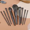 CHICHODO Metal Wire Drawing Makeup Brush 9pcs Synthetic Fiber Brushes With Bag Good Face Eye Makeup Brush Tool 240229