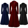 Trenchs de femmes manteaux de velours manteau médiéval profond v longue robe gothique coupe-vent victorien pour femmes steampunk pardessus