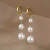 Boucles d'oreilles pendantes classiques rétro en perles longues pour femmes, Imitation ronde blanche et rouge, mode coréenne, bijoux de tempérament de fête de mariage