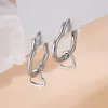 Hoopörhängen 925 Silverpläterad piercing Tassel Double Heart Earring For Women Girls Party Wedding Jewelry E775