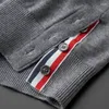 Men's Sweaters High Quality Knitted Cardigan Spring And Autumn Classic Stripe Trend Korean Casual Side Slit V-neck Sweater Coat