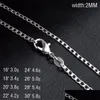 Chains Bk 2Mm 925 Sterling Sier Side Necklace Cuban Link Chains For Women Mens Jewelry 16 18 20 22 24 26 28 30 Inches Drop Delivery Je Dhcsq