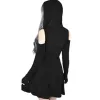 Dress Gothic Hoodie Dress Sexy Goth Spring Long Sleeve Dress Hooded Low Cut Sexy Pleated Hollow Off Shoulder Dresses Streetwear 5XL