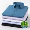 Bamboo Fiber Solid Color Mens Shirt Slim Fit Spring en Autumn Iron Iron Free Modeable Business Formal Shirts S-5XL 240307