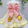 Vêtements de chien Summer Puppy Casual Vêtements d'extérieur Simple Coton Rose Bow Princesse Robe pour Petit Moyen Vêtements pour animaux de compagnie Manteaux jaunes