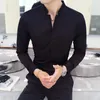 スタイル男性カジュアルドレススプリング長袖シャツ/メンズ高品質のスタンドカラービジネスシャツ/プラスサイズS-5XL 240307