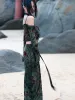 Юбка UMI MAO в китайском стиле, нишевый дизайн, флокированная юбка, окрашенная в галстук, женская ретро простая регулируемая юбка с лентой, альтернативная мода