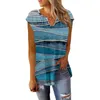 Kvinnors T -skjortor Summer Cap Hylsa för kvinnor Trendiga Loose Casual Print V Neck Pleated Tunic Tank Tops Kläder och gratis SH