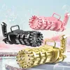 Sand Play Water Fun 10 Hole Electric Gatling Bubble Machine Automatic Blower Soap Water Maker Gun for Children Summer Beach Outdoor Kids Toys