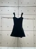 Casual Dresses Black High Quality Velvet Sexig ärmlös Invisible Back dragkedja Stängning Kvinnor miniklänning