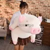 Zwierzęta 110 cm Giant Piggy Doll Pink White Loking Sleepy Plush Animal Toy Ultra miękki, bawełniany nadziewane dzieci Prezent 210728 240307