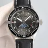 Top stylowy automatyczny mechaniczny zegarek mechaniczny Zegarek Złota Srebrna tarcza Sapphire Glass 43 mm Cal.6654 Data Księżyc Faza Faza Klasyczna skórzana pasek BN05
