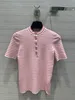 women pink sweater 2024 New Spring Summer Runway Sweaters O Neck Short Sleeve High End Jacquard Pullover Women's Designer Tops