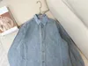 Vinatge – manteaux en denim pour femmes, bleu, col à revers, manches longues, styliste, boutons simples, poches, vestes à pompon, 2024, 3073