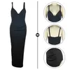 Casual Dresses Sexig Deep V-hals Spaghetti Strap Backless Corset Long For Women 2024 Slim Split Bandage Dress Party Club Elegant Robe