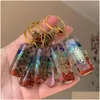 Sleutelhangers 7 Chakra's Orgonekey-ringen Sleutelhanger Energie Orgonite Crystal Stone Healing Amet Sleutelsluiting voor automeditatie Reiki Om Lucky G Dhafp