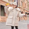 Пуховое пальто, детская зимняя куртка для девочек, 2024 г., длинные меховые парки с капюшоном, детский теплый зимний комбинезон, верхняя одежда, пальто, одежда