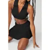 Lu Women Yoga Ställ in kortkjolar Solid Color Gril Golf Tennis + BH med fiess kjol BT41515