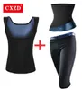 CXZD Zweet Sauna Pakken voor Vrouwen Vest Body Shaper Taille Trainer Afslanken Riem Shapewear Workout Fitness Corset Broek Vetverbranding4044747