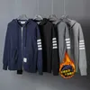 Heren Hoodies Sweatshirts Browin Nieuwe TB Four Bar Heren en Dames Rits Hoodie met Kasjmier Trui Koreaanse Casual Jas