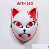 파티 마스크 악마 슬레이어 Tanjirou Mask Sabito Mascarilla Makomo Cosplay Masques 할로윈 의상 마스카라 LED 배 드롭 배달 홈 OTD5V