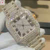 カスタムメン女性ハイエンドブリングフルダイヤモンドウォッチvvsモイサナイトヒップホップはステンレス鋼の機械式時計をアイスアウトします