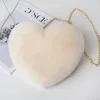 Bolsas de ombro 2024 moda feminina em forma de coração bolsas bonito kawaii pele sintética crossbody saco de corrente de pelúcia senhora bolsa mini