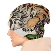 Bérets tigre fleurs mots chinois casquette Cool Ski Skullies bonnets chapeau unisexe mâle printemps chaud tête Wrap Bonnet tricot