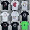 Klassiska herr Chromees Hearts Ch T Shirts Heart High Quality Brand Crew Neck Kromer Korta ärmar Toppar Tes Tshirts Casual Horseshoe Sanskrit Cross Print Chrome 2333